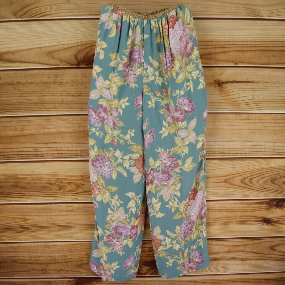 CL Carole Little‎ Pants Pleated Womens Size 4 Multicolor Floral Stretch Waist